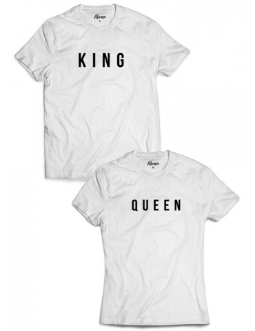 Koszulki dla par King Queen białe