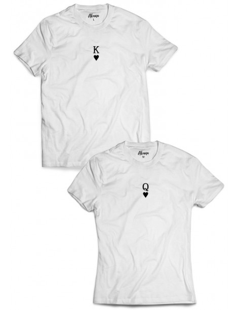 Koszulki dla par King Queen z minimalistycznym nadrukiem na środku koszulek
