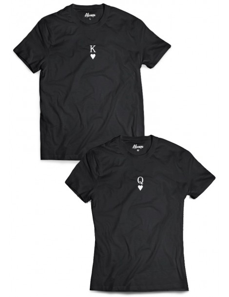 Koszulki dla par King Queen z minimalistycznym nadrukiem na środku koszulek, czarne