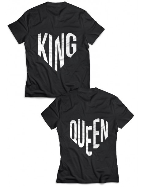 King Queen serca na plecach koszulki dla par akomu