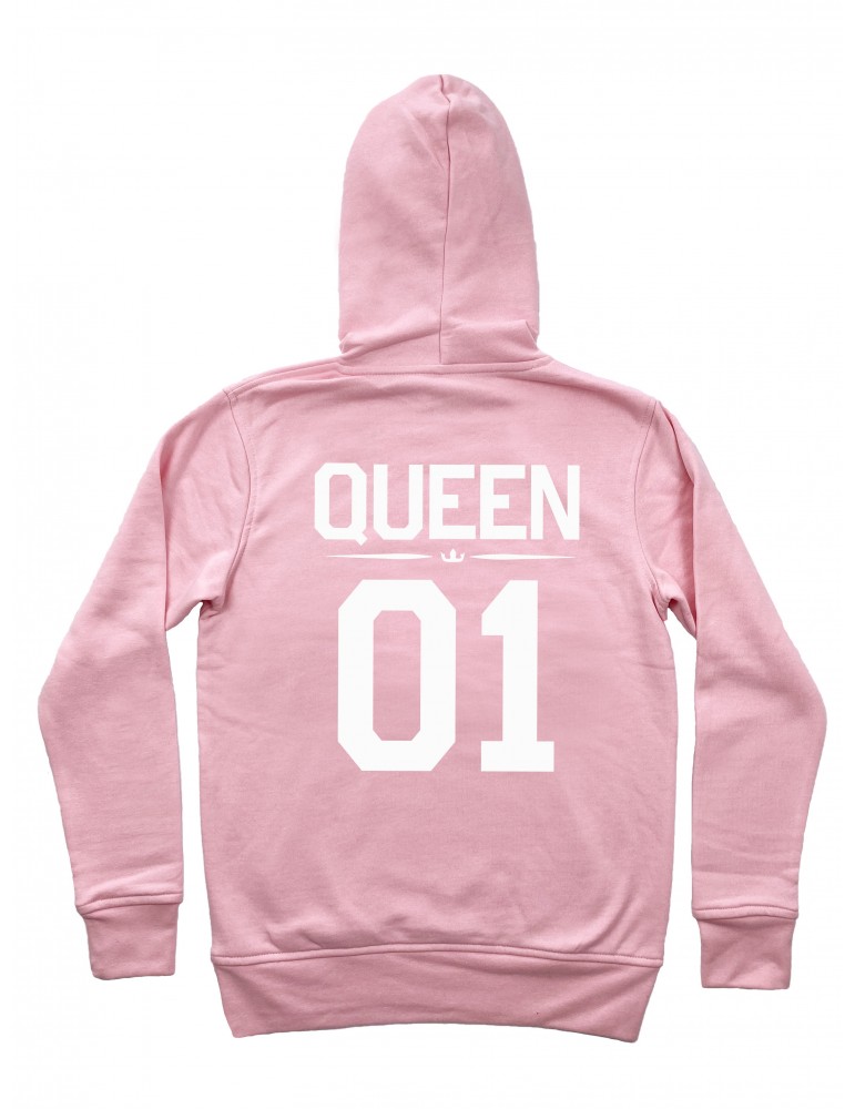Queen 01 bluza damska z kapturem pudrowy róż