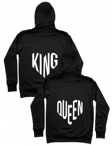 Bluzy dla par King Queen serce czarne