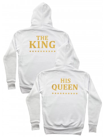 The King His Queen /złote/ Bluzy dla par z kapturem białe