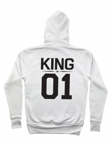 Bluza męska King 01 z kapturem biała
