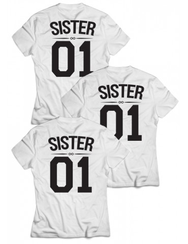3x Koszulki dla przyjaciółek Sister 01 białe