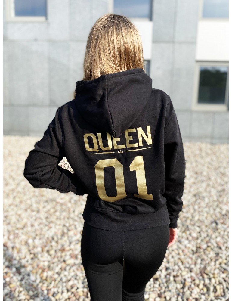 Queen 01 złoty nadruk bluza damska z kapturem