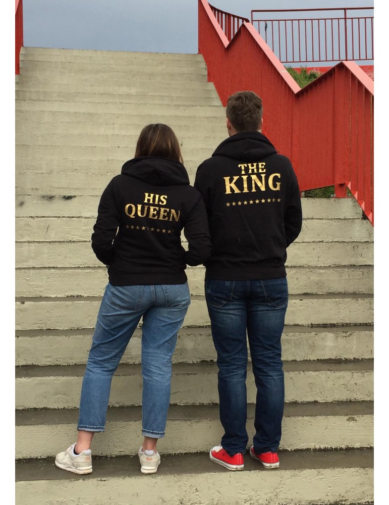 Bluzy dla par « The King His Queen złoty nadruk «