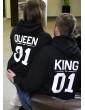 King 01 Queen 01 Bluzy dla par z kapturem czarne